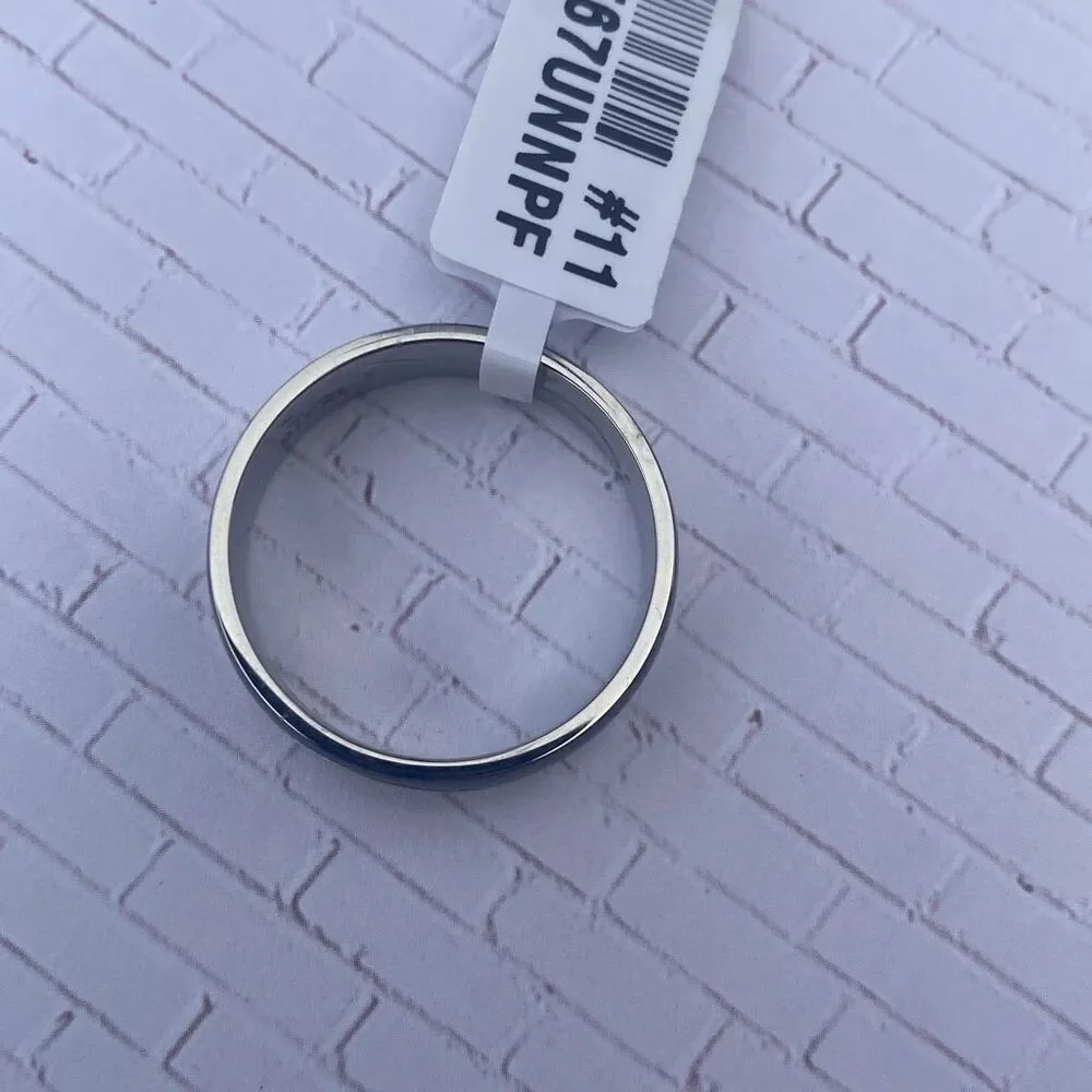 Men’s Stainless Steel Ring Size 11 Black & Silver Wave Design Band